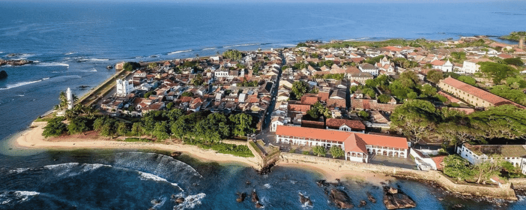 Historic buildings and streets inside Galle Fort, Sri Lanka